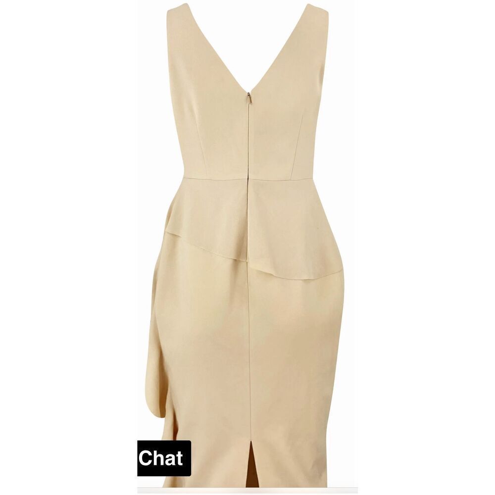 RACHEL GILBERT HAND-BEADED CREPE MIDI DRESS in Beige/Nude NWOT Size US 6 - Picture 3 of 6